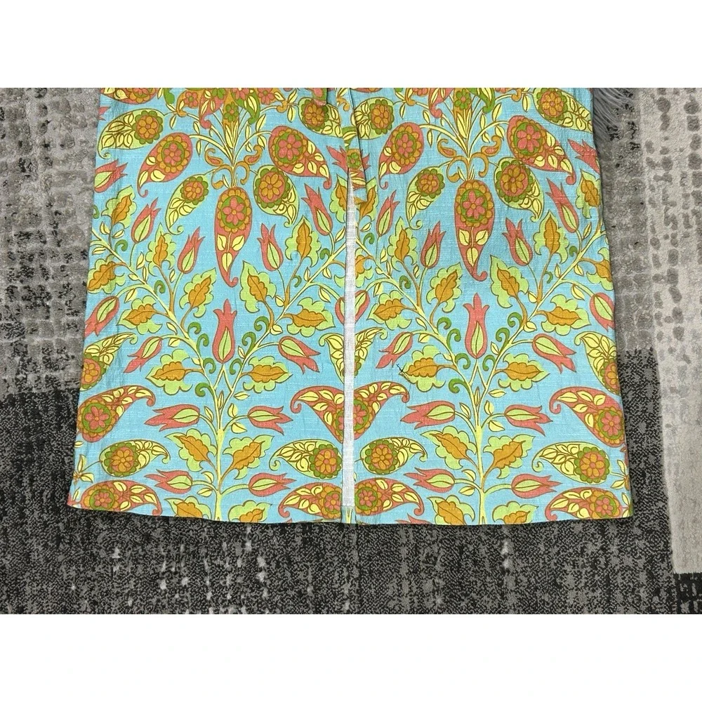 Zara Women's Midi Bohemian 1960's Floral Paisley Turquoise Skirt‎ Size XXL